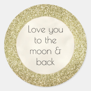 Pretty Gold Glitzy Glitter Love Classic Round Sticker