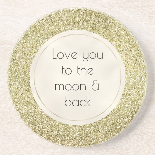 Pretty Gold Glitzy Glitter Love      Coaster (Front)