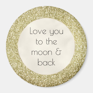 Pretty Gold Glitzy Glitter Love Magnet