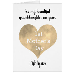 Pretty Gold Heart 1st Mother's Day Granddaughter