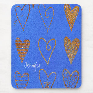 Pretty Gold Hearts Custom Mouse Pad