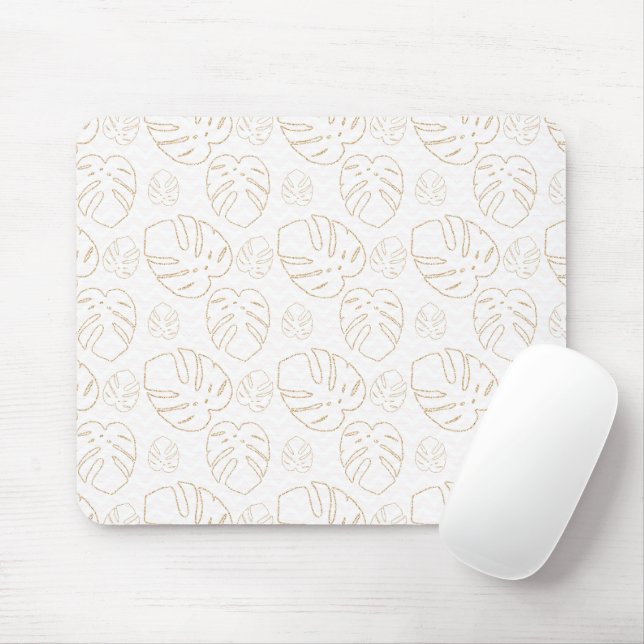Pretty Gold Leaf Pattern Mouse Pad (With Mouse)