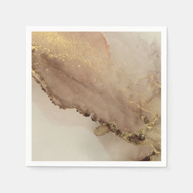 Pretty Gold Light Marble Napkin (Front)