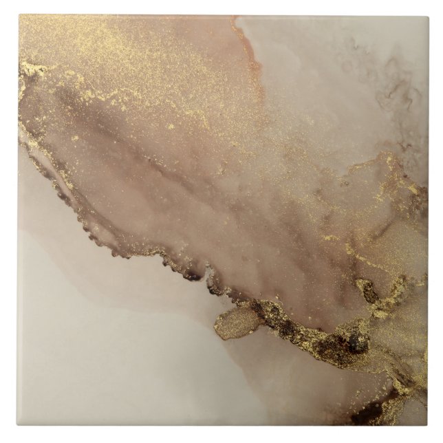 Pretty Gold Light Marble Tile (Front)