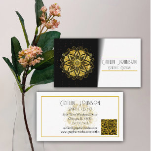 Pretty Gold Mandala Graphic Designer/Generic Business Card