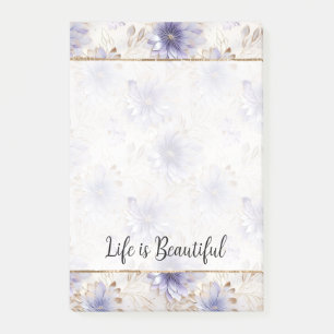 Pretty Gold Purple Pearl White Flowers Post-it Notes