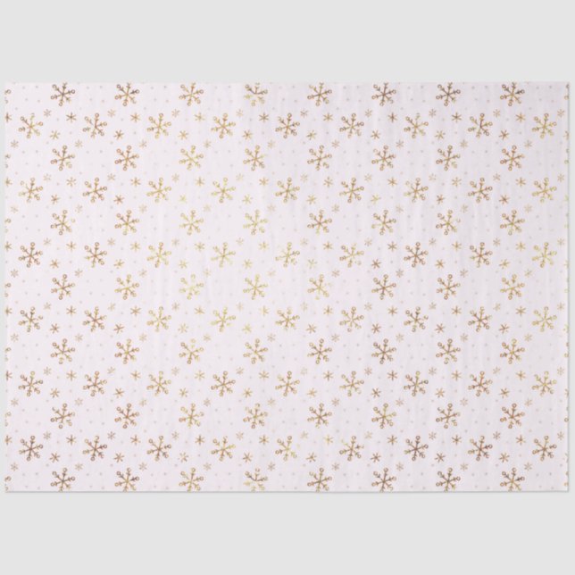 Pretty Gold Snowflakes Pink Christmas Tissue Paper (Front)
