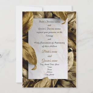 Pretty Golden Leaf Wedding Invitation