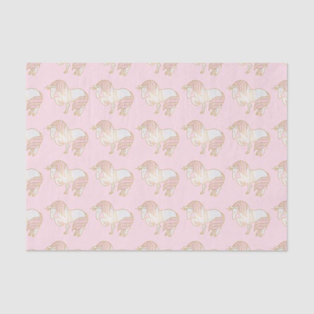 Pretty Golden Unicorns Tissue Paper (Front)