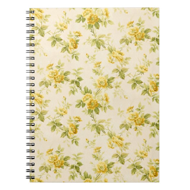 Pretty Golden Yellow Farmhouse Floral Notebook (Front)