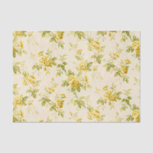 Pretty Golden Yellow Farmhouse Floral Tissue Paper