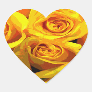 Pretty Golden Yellow Roses Heart Sticker