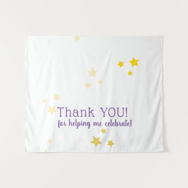 Pretty Golden Yellow Star Photo Overlay Thank You Tapestry (Front (Horizontal))