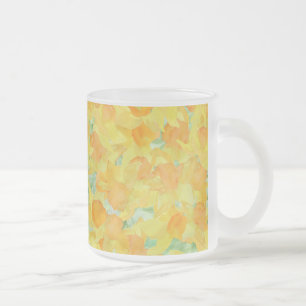 Pretty Golden Yellow Watercolour Daffodils Frosted Glass Coffee Mug