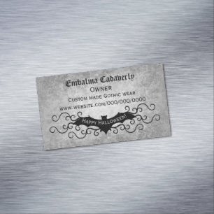 Pretty Gothic bat on grungy grey novelty Magnetic Business Card