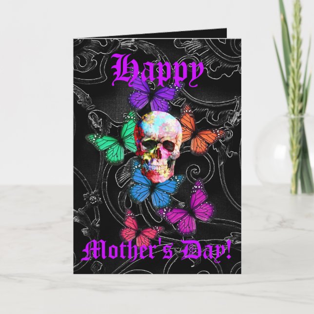 Pretty  gothic skull mothers day card (Front)