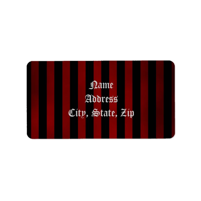 Pretty gothic striped address label (Front)