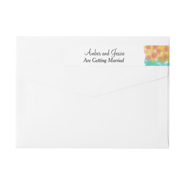 Pretty Gouache Watercolor Wedding Wrap Around Label (Back)