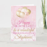 Pretty Granddaughter Birthday Balloon Card<br><div class="desc">A gorgeous glamourous birthday card for your granddaughter. This fabulous design features blush pink and gold glitter balloons on a rose pink sparkly background.  Customise with a name to wish someone a very happy birthday.</div>