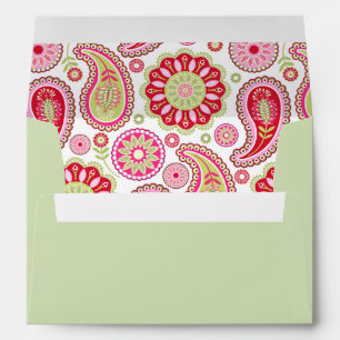 Pretty Green and Paisley Invitation Envelope