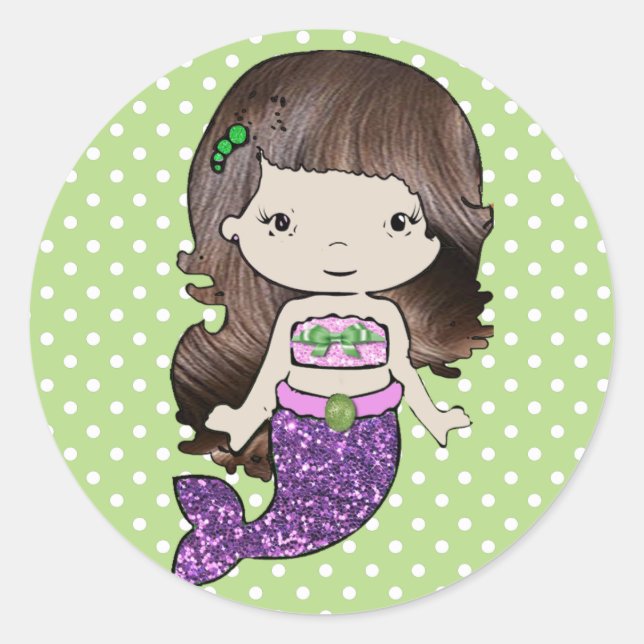 Pretty Green and Purple Mermaid Stickers (Front)