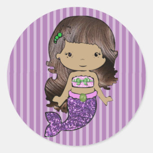 Pretty Green and Purple Mermaid Stickers