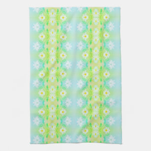 Pretty green And Teal Daisy Print Tea Towel