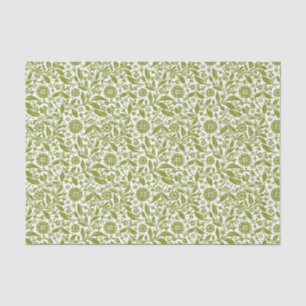 Pretty Green and White Floral Pattern Tissue Paper