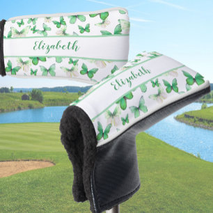 Pretty green butterfly with custom name womens  golf head cover