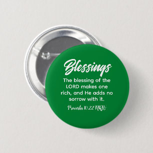 Pretty Green Christian Faith Blessings Bible Verse 6 Cm Round Badge