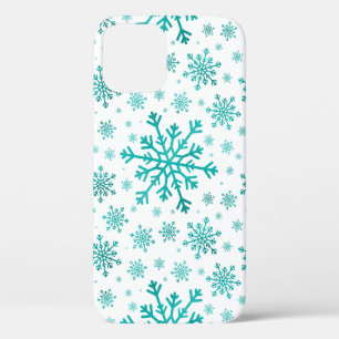 Pretty Green Christmas Snowflakes on Winter White iPhone 12 Pro Case