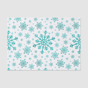 Pretty Green Christmas Snowflakes on Winter White Tissue Paper