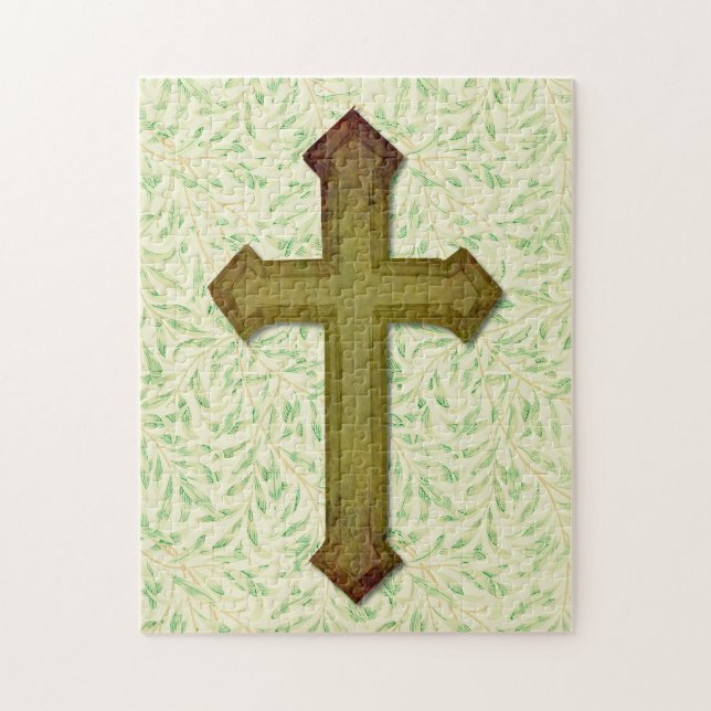 Pretty Green Faith Cross Puzzle (Vertical)