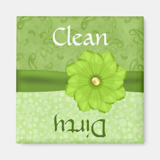 Pretty Green Floral Dishwasher Magnet