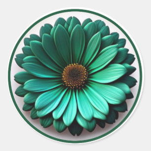 Pretty Green Flower #1 Classic Round Sticker