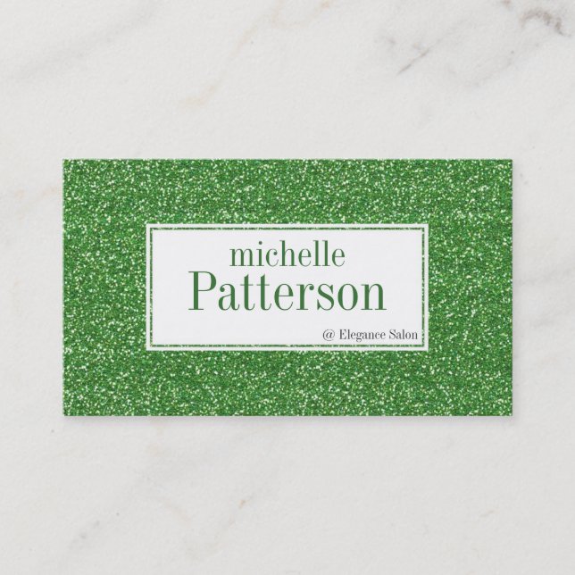 Pretty Green Glitter Appointment Business Cards (Front)