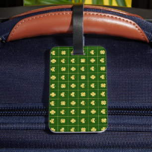 PRETTY GREEN & GOLD IRISH CELTIC SHAMROCKS LUGGAGE TAG