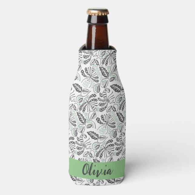 Pretty Green Grey Summertime Batik Bottle Cooler (Bottle Front)