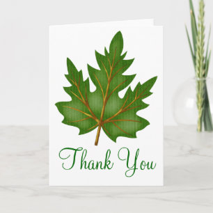 Pretty Green Leaf Thank You Greeting Card Design