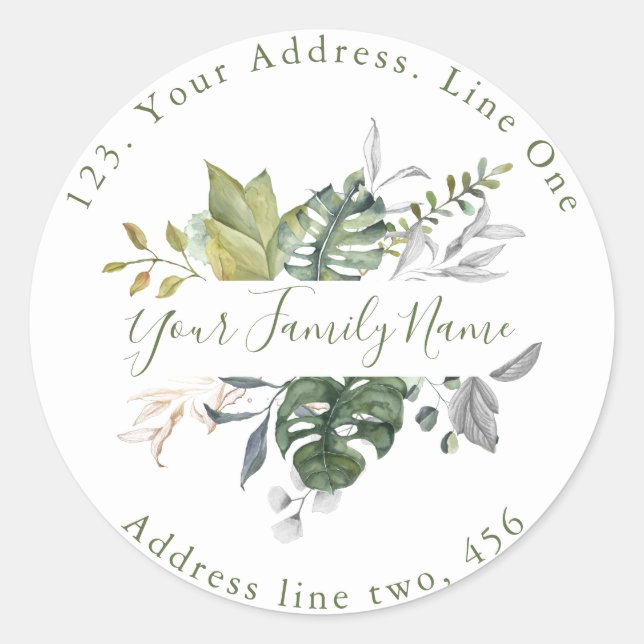 Pretty green leaves Return Address Envelope Seal (Front)