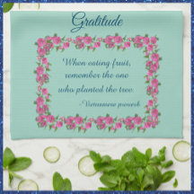 Pretty Green & Pink Roses Gratitude Quote
