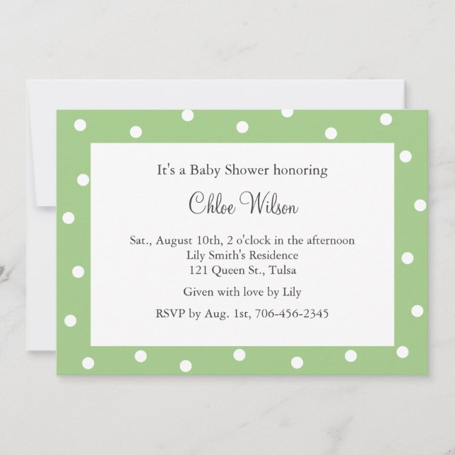 Pretty Green Polka Dots Invitation (Front)