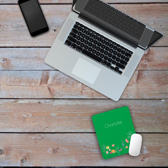 Pretty green red colorful daisy watercolor  mouse mat (Creator Uploaded)
