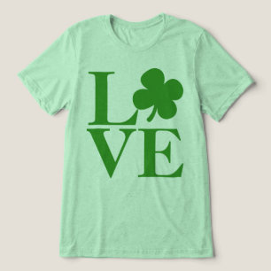 Pretty Green Shamrock Love St Patricks Day Tri-Blend Shirt
