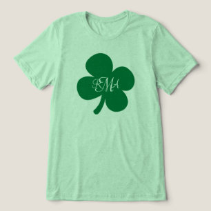 Pretty Green Shamrock Monogrammed Personalised Tri-Blend Shirt