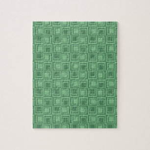 Pretty Green Squares Retro Pattern Gifts Jigsaw Puzzle