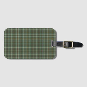 Pretty Green Yellow Plaid Design Luggage Tag
