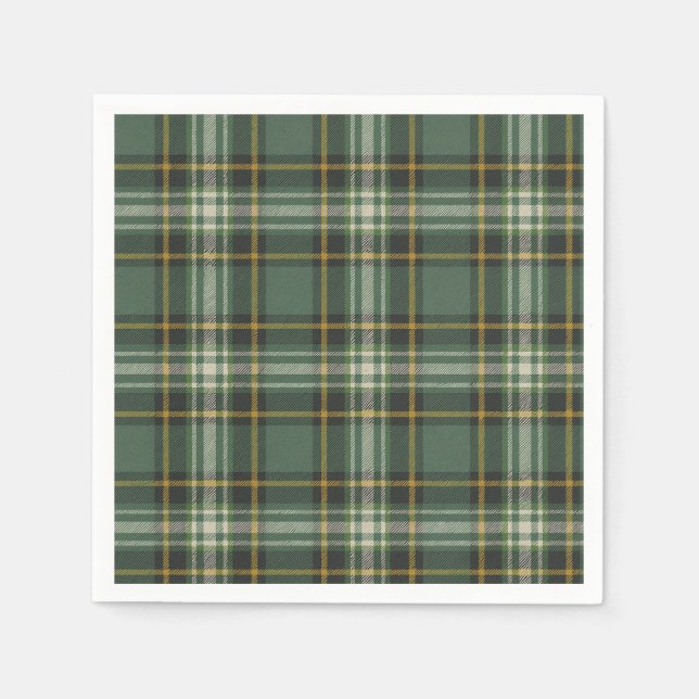 Pretty Green Yellow Plaid Design Napkin (Front)