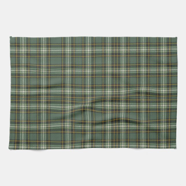 Pretty Green Yellow Plaid Design Tea Towel (Horizontal)