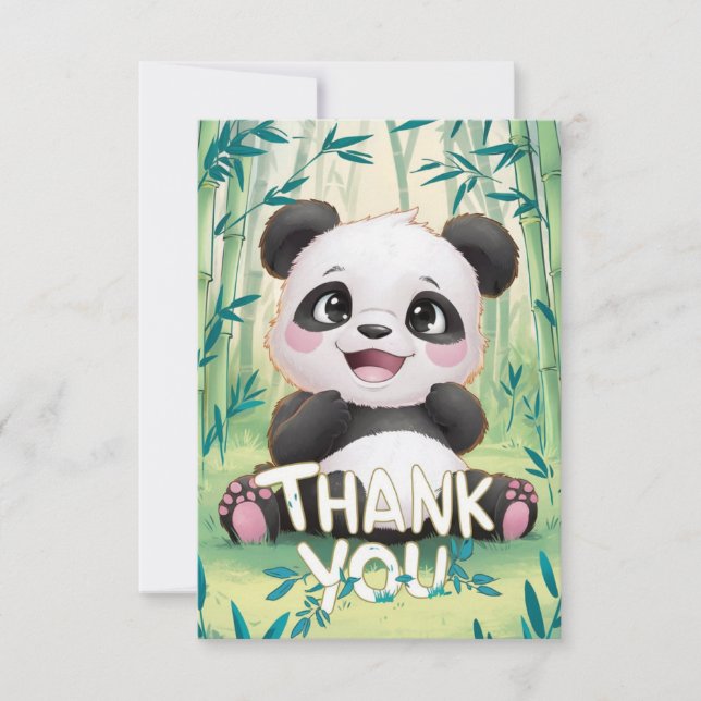 Pretty Greeting Panda  Thank You Card (Front)